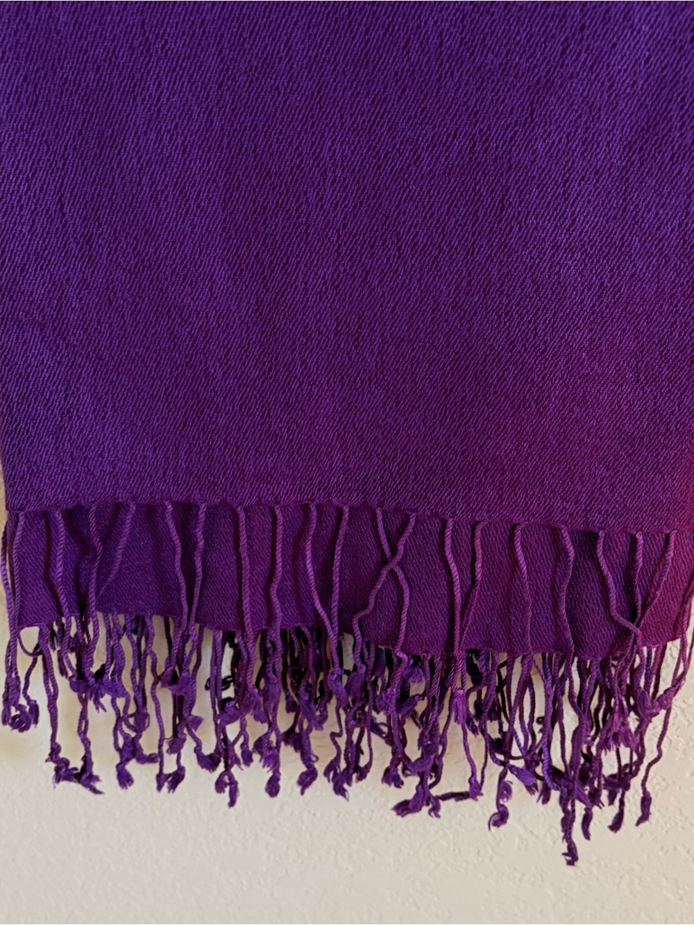 Vintage Lizden 80% Silk 20% Cashmere Purple Shawl Wrap Fringe 80x39 Dry cleaned